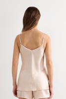 Damen Top Aus Seidensatin Mit V-ausschnitt Größe L