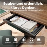 HUANUO Height-adjustable desk with drawer, 100 x 60 cm, walnut | Whole table top, USB charging port