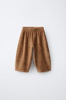 ZARA CORDUROY BALLOON TROUSERS WITH EMBROIDERED HEARTS