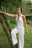 Neckholder-Top mit Stickerei