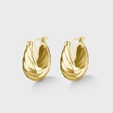 Élevé Waved Hoop Earrings, Gold Colour