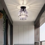 Cainjiazh Modern Mini Kristall-Deckenleuchte, Schwarz | Bündige moderne Deckenlampe mit wechselbaren E27 Leuchtmitteln für Schlafzimmer, Flur, Küche und Bad
