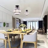 Cainjiazh Modern Mini Kristall-Deckenleuchte, Schwarz | Bündige moderne Deckenlampe mit wechselbaren E27 Leuchtmitteln für Schlafzimmer, Flur, Küche und Bad