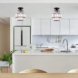 Cainjiazh Modern Mini Kristall-Deckenleuchte, Schwarz | Bündige moderne Deckenlampe mit wechselbaren E27 Leuchtmitteln für Schlafzimmer, Flur, Küche und Bad