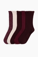 H&M 5er-Pack Gerippte Socken - Weinrot/Cremefarben, Bild 1 von 3