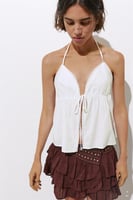 Pull&Bear Neckholder-Top aus Leinenmix