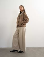 Topshop Kapuzenjacke aus Shearling mit Knebelverschluss in Braun, image 4 of 4