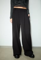 Stradivarius WIDE LEG SMART WITH DARTS - Trousers - black