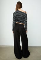 Stradivarius WIDE LEG SMART WITH DARTS - Trousers - black