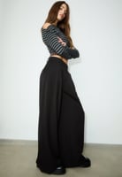 Stradivarius WIDE LEG SMART WITH DARTS - Trousers - black