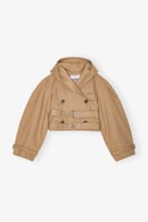 Kurze Jacke aus camel-farbener Bonded-Baumwolle