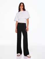 Bershka – Hose mit weitem Bein in Schwarz