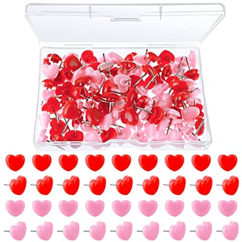 Ouligay 100PCS Heart Shape Push Pins Decorative Pushpins Cork Board Tacks Cute Thumbtacks Tacks Bulletin Board Tacks Thumb Tack Decorative for Home School Office Notice Board Cork Board