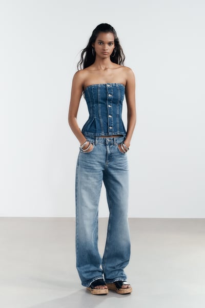 JEANS TRF WIDE LEG MITTELHOHER BUND