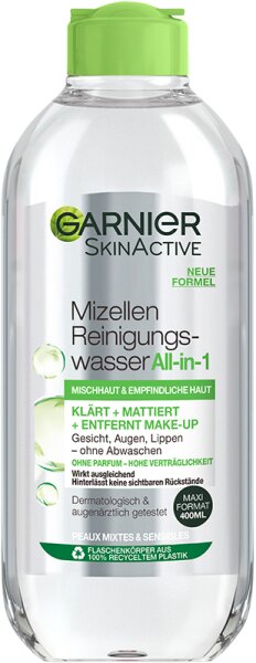 Garnier SkinActive Mizellen Reinigungswasser All-in-1 für Mischhaut & empfindliche Haut Gesichtswasser 400ml