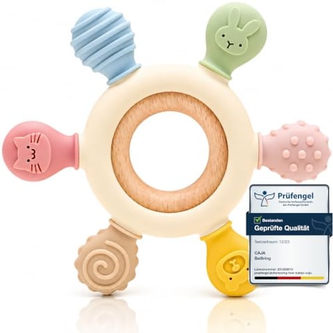 CAJA Beißring Baby Zahnungshilfe Beißspielzeug und Babyspielzeug