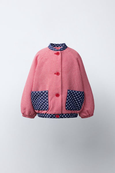 GINGHAM AND FLORAL BOMBER JACKET