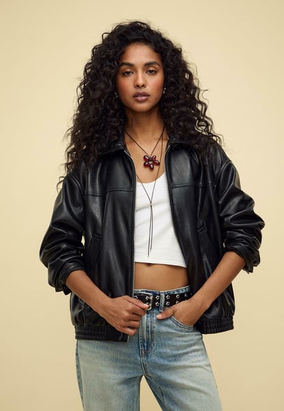 Faux leather jacket - black