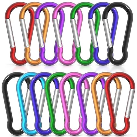 15er Karabinerhaken Schlüsselanhänger Bunt, LISOPO Klein Karabiner Aluminium Karabiner mit Schraubverschluss Schlüsselanhänger 40 x 4mm mit 8 Farben