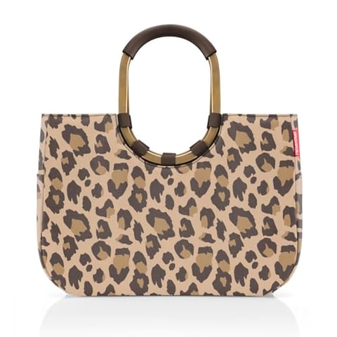 reisenthel loopshopper L frame leo macchiato, Stabile Tasche mit praktischen Fächern aus recycelten PET-Flaschen, Charmantes und wasserabweisendes Design gold