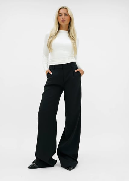 Mauré High waist wide leg pants casual black (tall)
