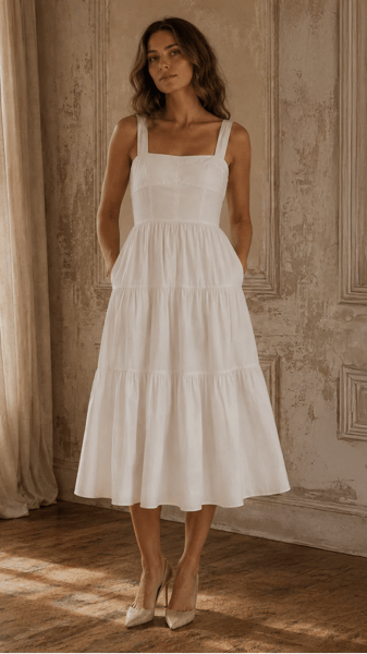 Signature Certified Organic Cotton Midi Tiered Summer Dress