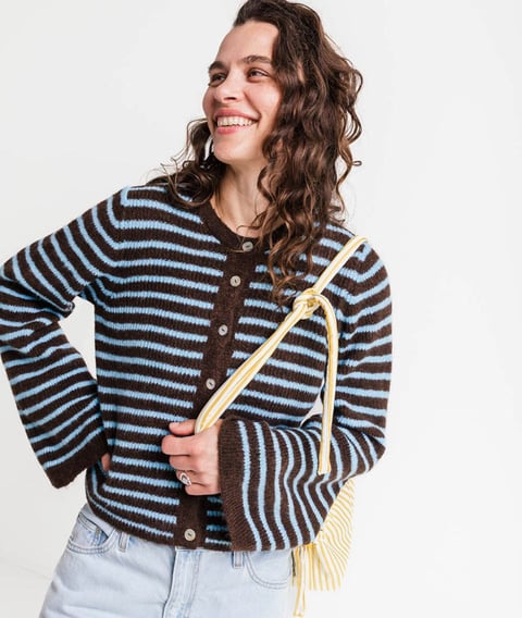 KDG KAUF DICH GL�CKLICH Cardigan Braun Blau gestreift
