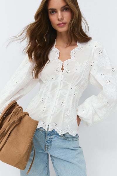 Gina Tricot Balloon sleeve blouse - Weiß