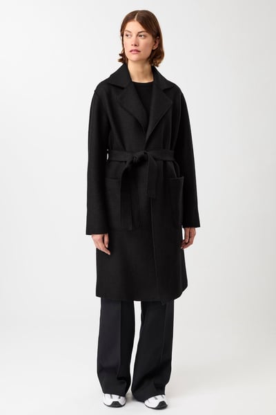 LangerChen Kurzer Mantel zum Binden (Black)
