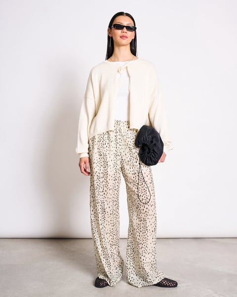 LOOSE TIE CARDIGAN ZEA OFFWHITE GOTS