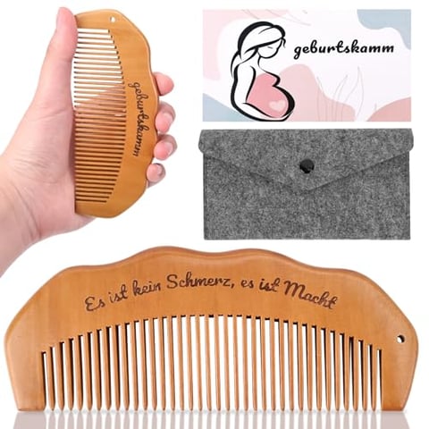 GADITIEK Geburtskamm Wehenkamm, Holzkamm, Kamm Holz, Geschenke für Schwangere Frauen, für Angstlinderung, Natürliche Schmerzlinderung, Stresslinderung