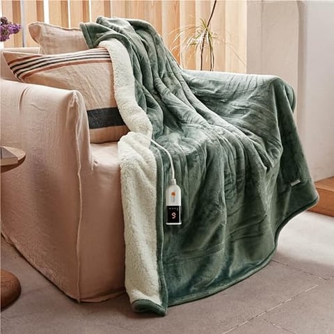 GOTCOZY Heizdecke Wärmedecke 130x160cm mit Abschaltautomatik Grün