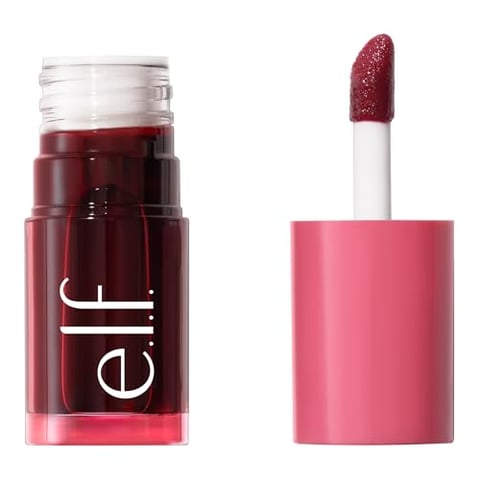 e.l.f. Sheer For It Blush Tint, vielseitiger Lippen- und Wangen-Tint, für einen natürlichen, langanhaltenden Farbkick, vegan und tierversuchsfrei, Left On Red