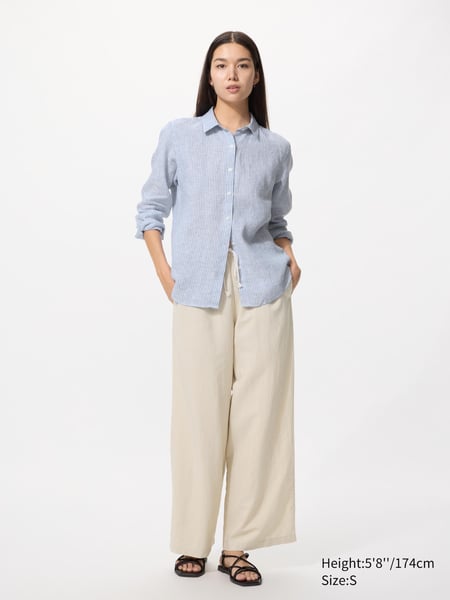 UNIQLO 100% Premium Linen Shirt (Striped)