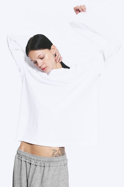H&M Oversized-T-Shirt mit langen Ärmeln - Weiß - Ladies