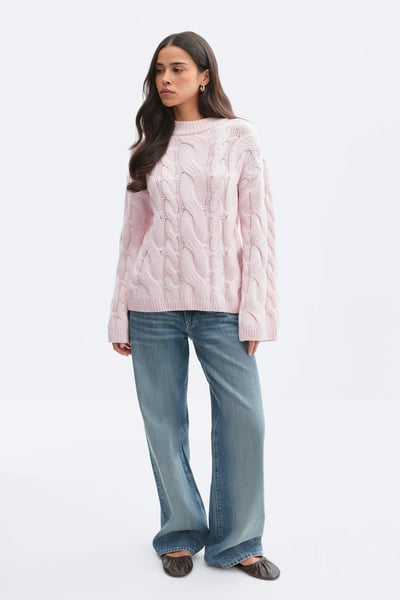 Gina Tricot Chunky knitted cable sweater - Rosa