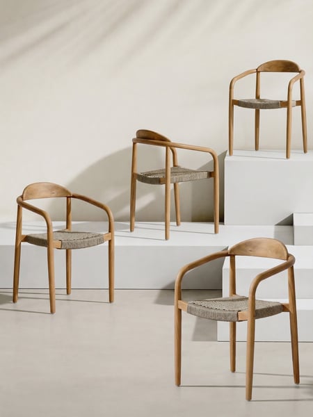 Nabire 4er-Set Stühle aus Massivholz und Seil - Kenay Home