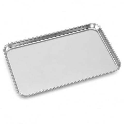 Cabilock Edelstahl Tablett 26,5 x 15,5 cm, Rechteckige Servierplatte Silber