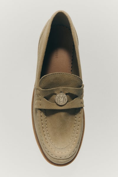 H&M Chunky Loafer aus Velours-Spaltleder - Beige - Ladies