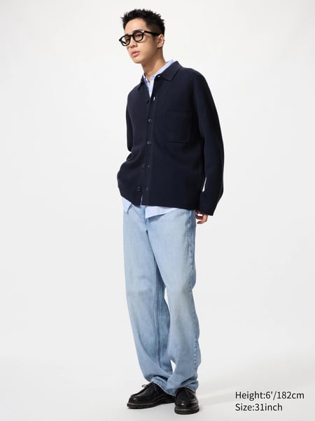 UNIQLO Gerade Jeans (Wide Fit, lang), Blau