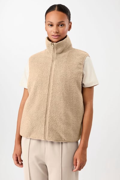 LangerChen Weste mit Stehkragen aus Woll-Fleece (Limestone)