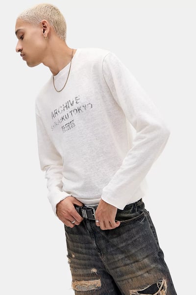 BDG Archive Langarm-Slub-Grafik-T-Shirt
