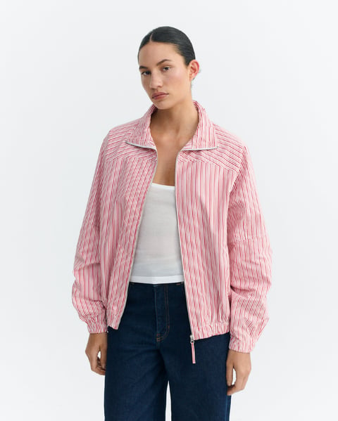 Thinking Mu Chaqueta Bomber Mujer Rayas Rosa Y Roja Monica