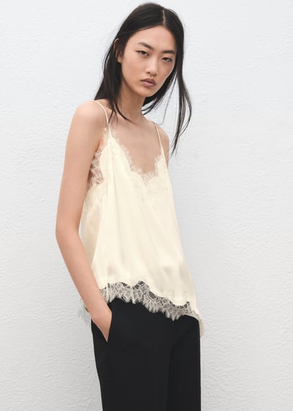 MANGO Asymmetrisches Lingerie-Top aus Spitze