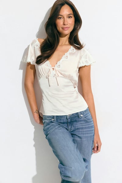 Gina Tricot Satin Lace Top