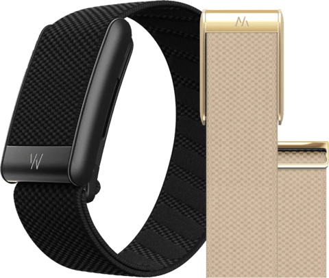 WHOOP 5.0 Peak Schwarz Mitgliedschaft 1 Jahr + WHOOP 5.0 SuperKnit Luxuriöses Armband Beige