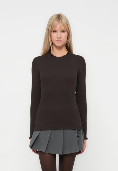 ONLY ONLLESLIE L/S LACE MIX TOP JRS - Langarmshirt - chocolate torte