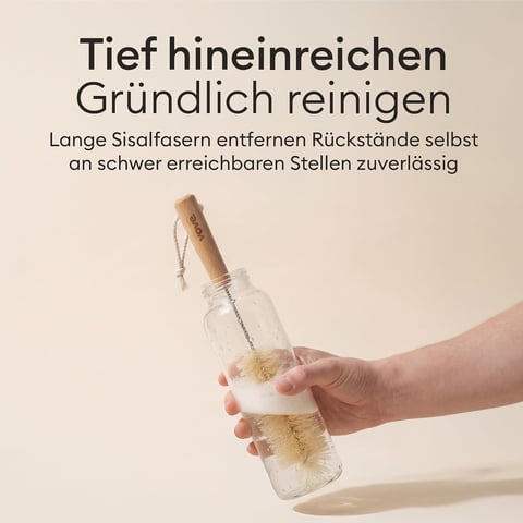 Vove Flaschenbürsten-Set 4-teilig aus Natur-Sisal