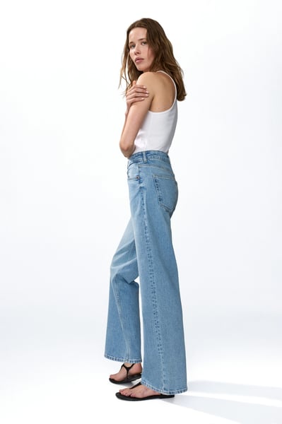 H&M Wide High Waist Jeans - Helles Denimblau - Ladies