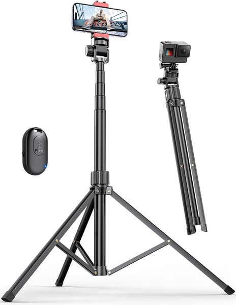 180 cm Mobile Phone Tripod for Smartphone, Sturdy Expandable Aluminium Rods & Larger and Longer Tripod Legs, Mobile Phone Tripod Holder with Remote Shutter Release Compatible Smartphone | Sturdy, larger and longer tripod legs, mobile phone tripod holder with remote shutter release compatible smartphone